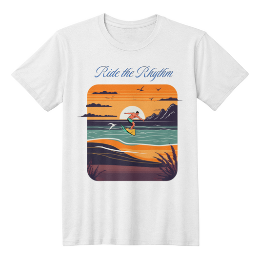 Ride the Rhythm – Sunset Surfer Tee
